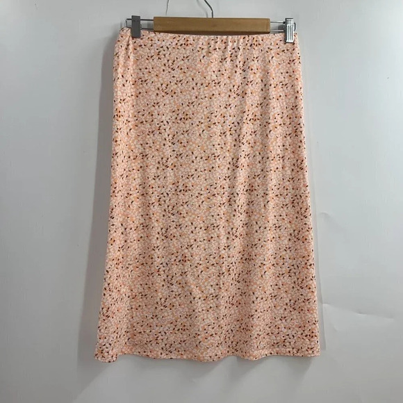 Walking On Sunshine Girl's Pale Orange Floral Elastic Waist Maxi Skirt SZ XL NWT - Picture 2 of 12